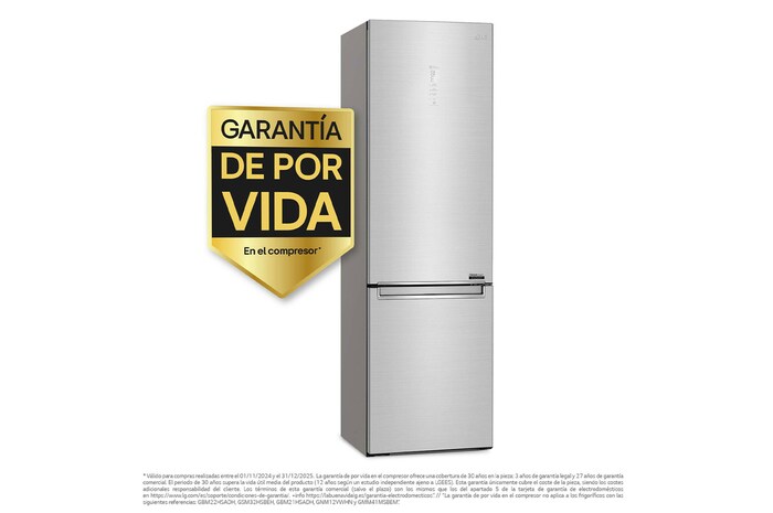 LG Frigorífico Combi 2 metros , Clasificación B, capacidad de 419L, Acero premium Antihuellas, serie Centum, GBB92STABP