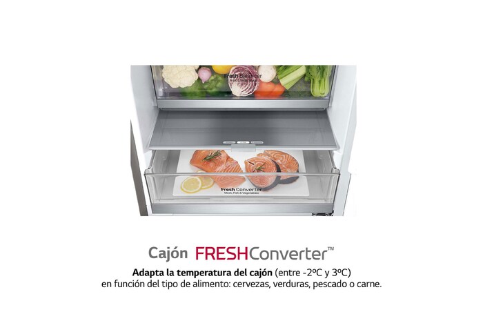 LG Frigorífico Combi 2 metros , Clasificación B, capacidad de 419L, Acero premium Antihuellas, serie Centum, GBB92STABP