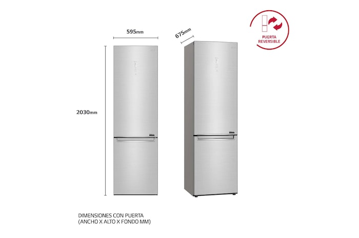 LG Frigorífico Combi 2 metros , Clasificación B, capacidad de 419L, Acero premium Antihuellas, serie Centum, GBB92STABP