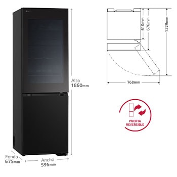 LG Frigorífico Combi Instaview  Door Cooling+, 1,86 m, Clasificación C, capacidad de 352 l,  Acero negro grafito, GBG5160CEV