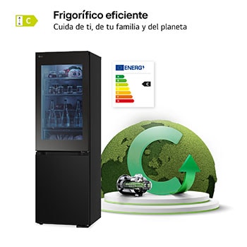 LG Frigorífico Combi Instaview  Door Cooling+, 1,86 m, Clasificación C, capacidad de 352 l,  Acero negro grafito, GBG5160CEV