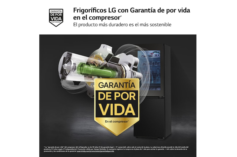 LG Frigorífico Combi Instaview  Door Cooling+, 1,86 m, Clasificación C, capacidad de 352 l,  Acero negro grafito, GBG5160CEV
