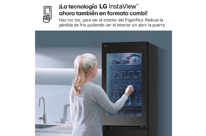 LG Frigorífico Combi Instaview  Door Cooling+, 1,86 m, Clasificación C, capacidad de 352 l,  Acero negro grafito, GBG5160CEV