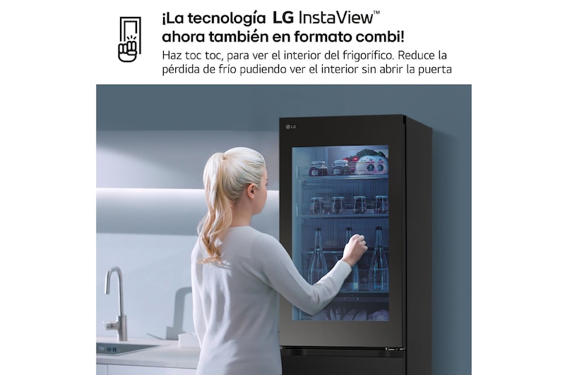 LG Frigorífico Combi Instaview  Door Cooling+, 1,86 m, Clasificación C, capacidad de 352 l,  Acero negro grafito, GBG5160CEV