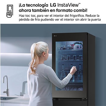 LG Frigorífico Combi Instaview  Door Cooling+, 1,86 m, Clasificación C, capacidad de 352 l,  Acero negro grafito, GBG5160CEV