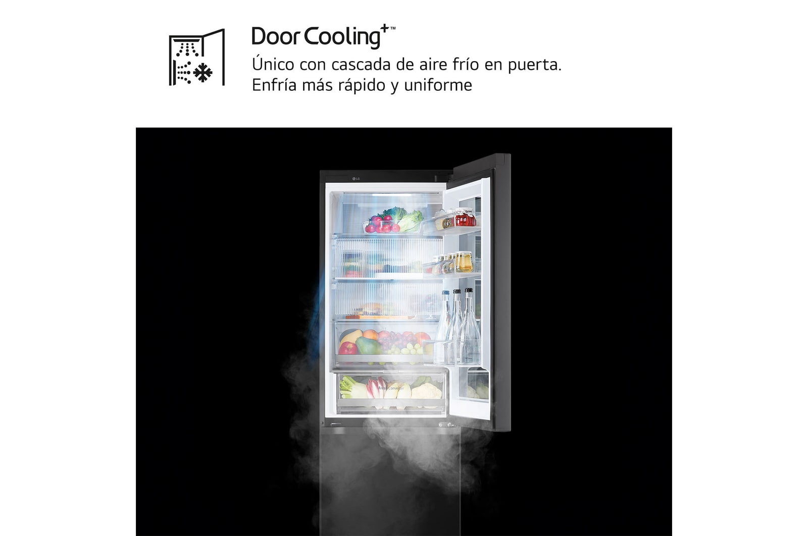 LG Frigorífico Combi Instaview  Door Cooling+, 1,86 m, Clasificación C, capacidad de 352 l,  Acero negro grafito, GBG5160CEV