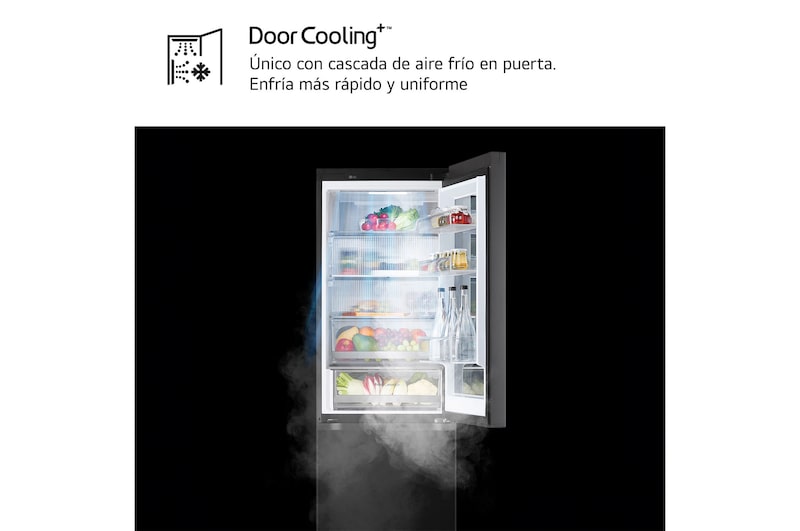LG Frigorífico Combi Instaview  Door Cooling+, 1,86 m, Clasificación C, capacidad de 352 l,  Acero negro grafito, GBG5160CEV