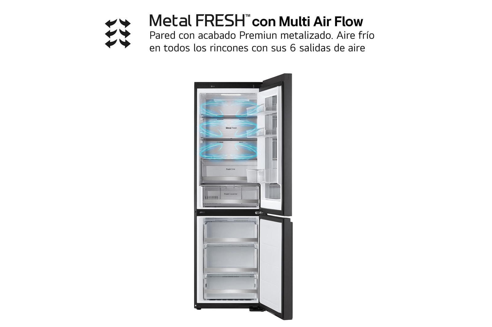 LG Frigorífico Combi Instaview  Door Cooling+, 1,86 m, Clasificación C, capacidad de 352 l,  Acero negro grafito, GBG5160CEV