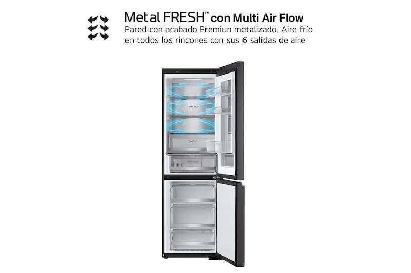 LG Frigorífico Combi Instaview  Door Cooling+, 1,86 m, Clasificación C, capacidad de 352 l,  Acero negro grafito, GBG5160CEV