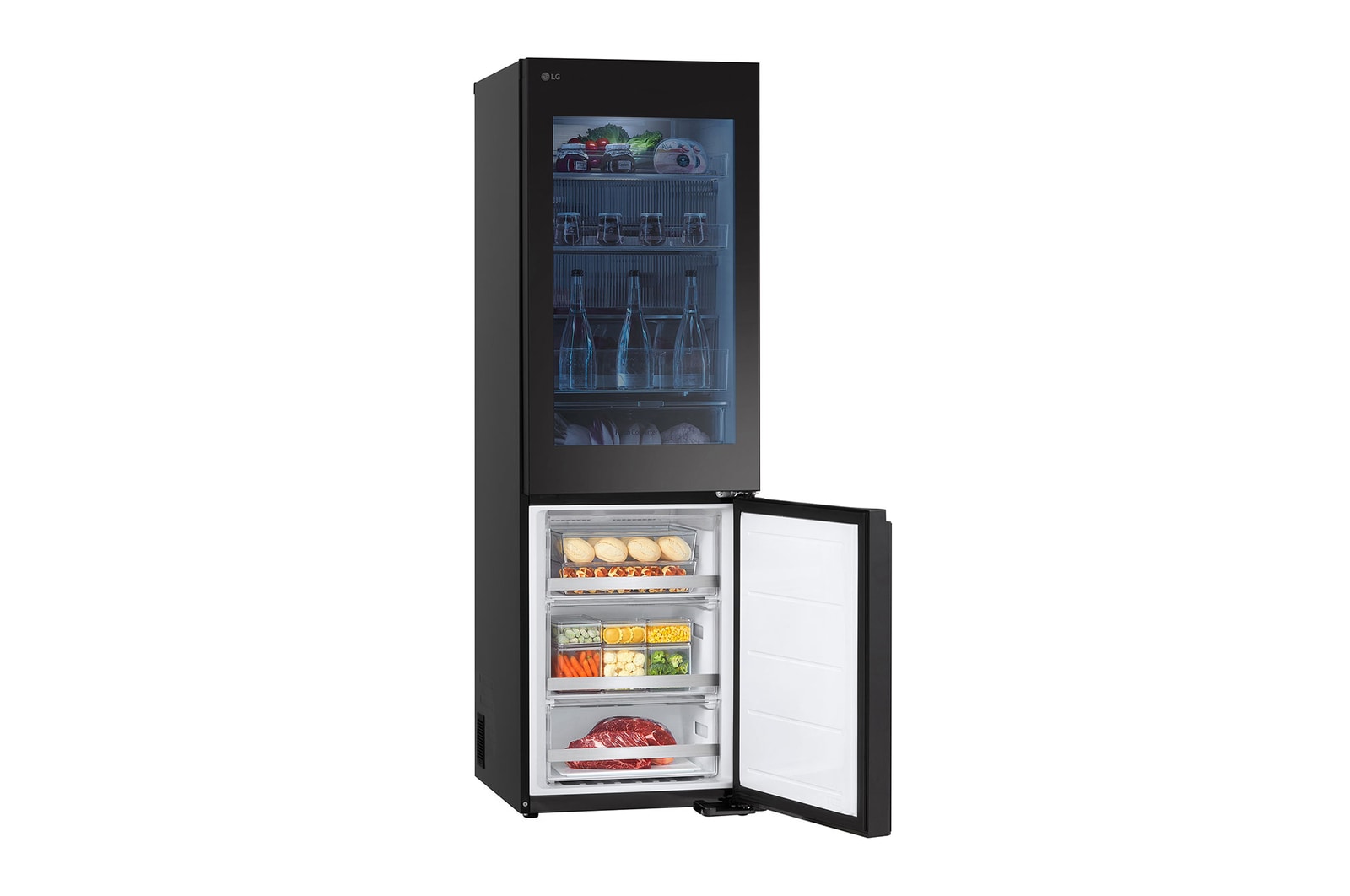 LG Outlet Frigorífico Combi Instaview  Door Cooling+, 1,86 m, Clasificación C, capacidad de 352 l,  Acero negro grafito, GBG5160CEV.OUTLET