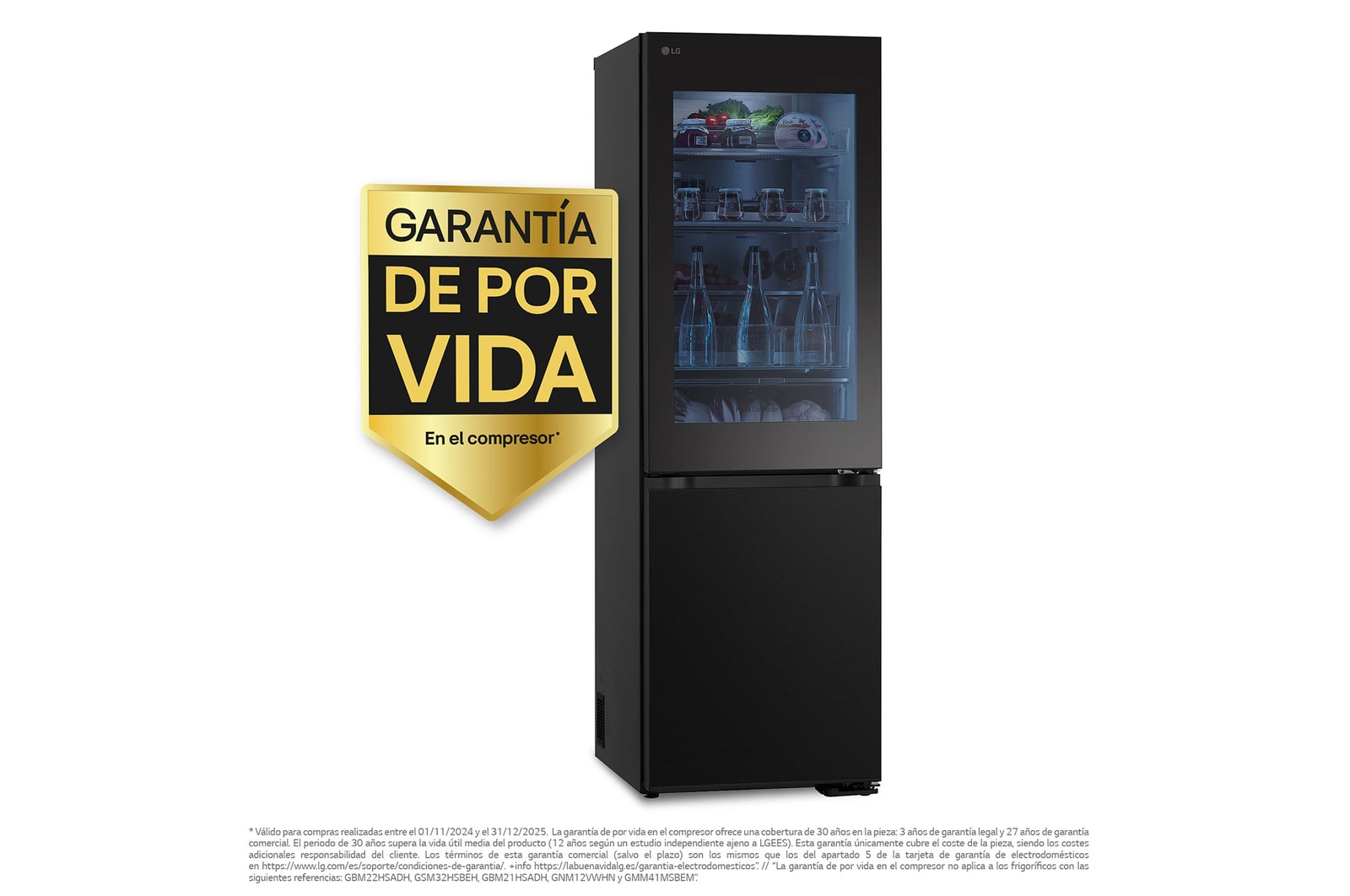 LG Outlet Frigorífico Combi Instaview  Door Cooling+, 1,86 m, Clasificación C, capacidad de 352 l,  Acero negro grafito, GBG5160CEV.OUTLET