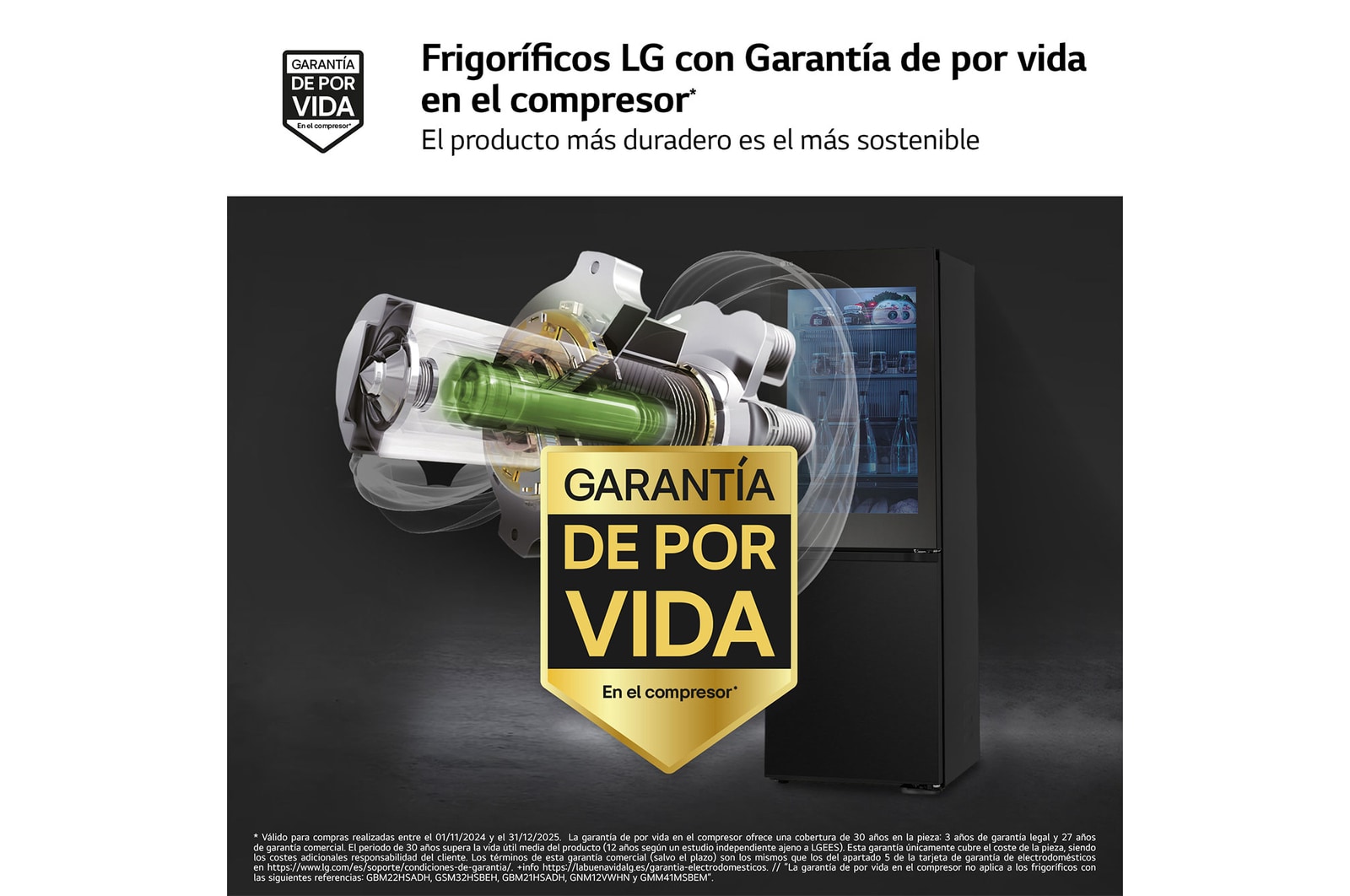 LG Outlet Frigorífico Combi Instaview  Door Cooling+, 1,86 m, Clasificación C, capacidad de 352 l,  Acero negro grafito, GBG5160CEV.OUTLET