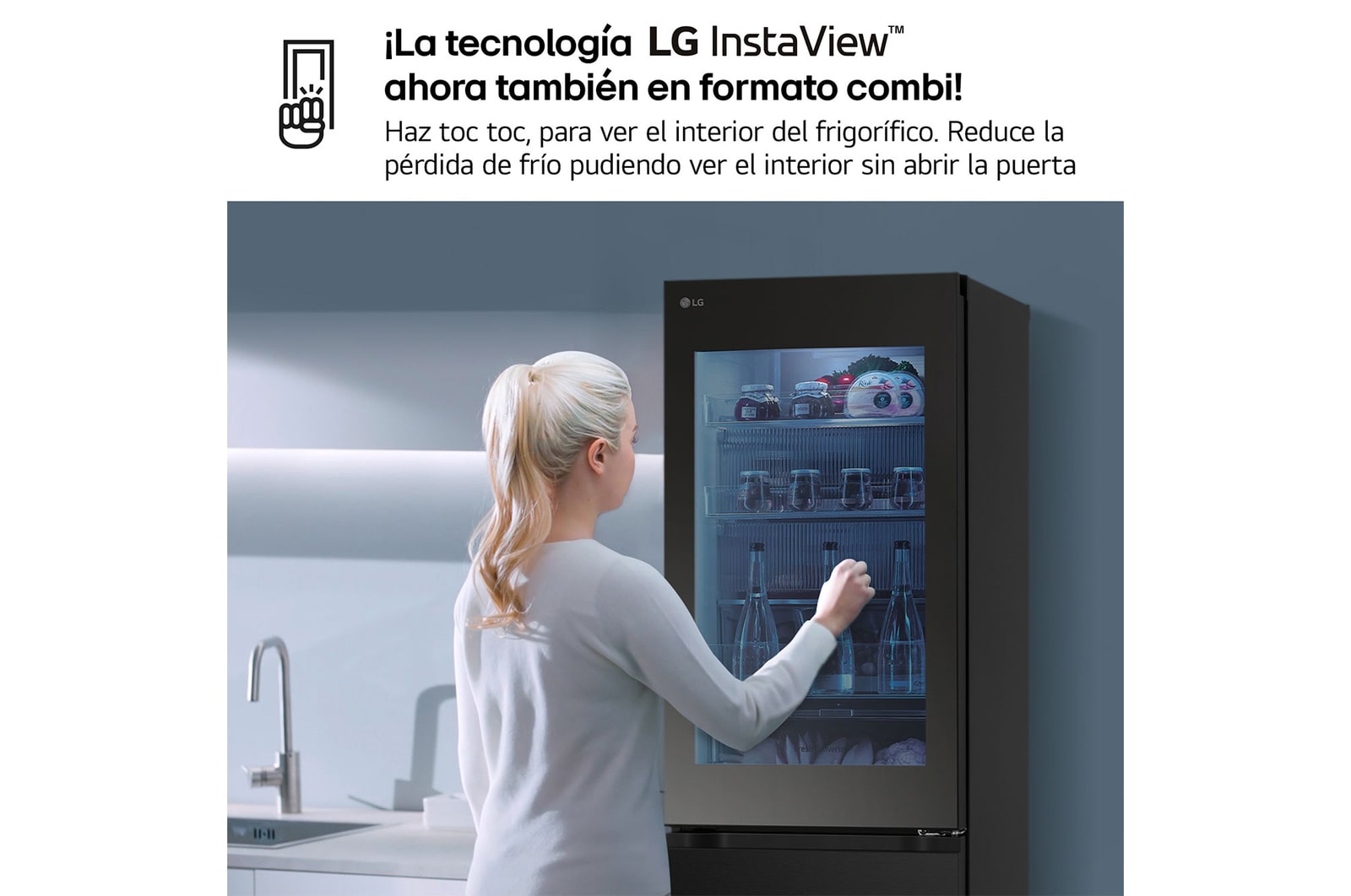 LG Outlet Frigorífico Combi Instaview  Door Cooling+, 1,86 m, Clasificación C, capacidad de 352 l,  Acero negro grafito, GBG5160CEV.OUTLET