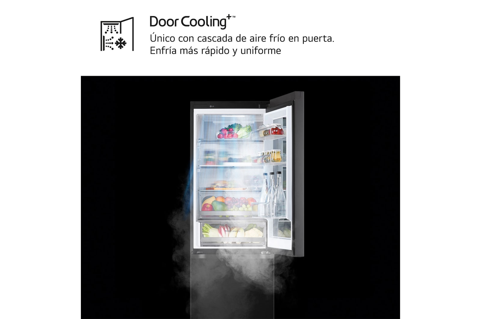 LG Outlet Frigorífico Combi Instaview  Door Cooling+, 1,86 m, Clasificación C, capacidad de 352 l,  Acero negro grafito, GBG5160CEV.OUTLET