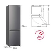 LG Frigorífico Combi LG GBP32DSLZN, 2,03m, E, capacidad de 419l, Inox Grafito Antihuellas, serie 3, GBP32DSLZN