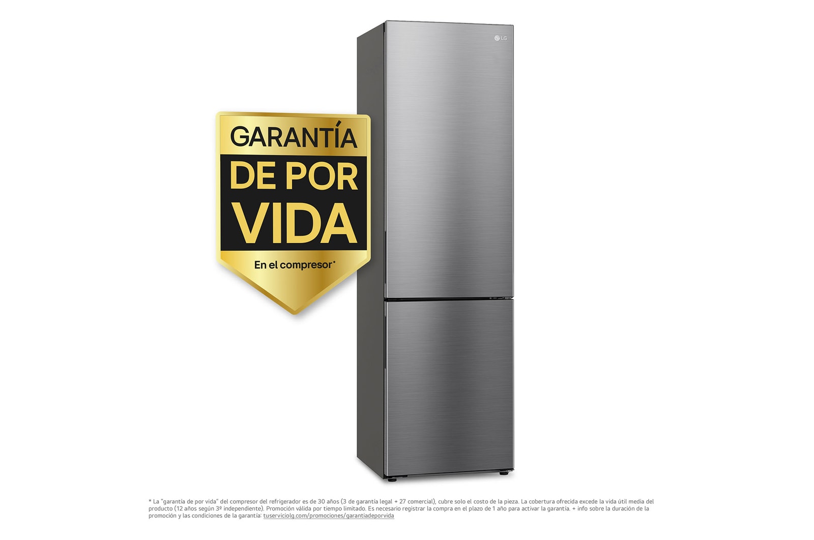 LG Frigorífico Combi 2m, Clasificación B, capacidad de 419l, Inox grafito antihuellas, Serie P-600 , GBP62PZNBC