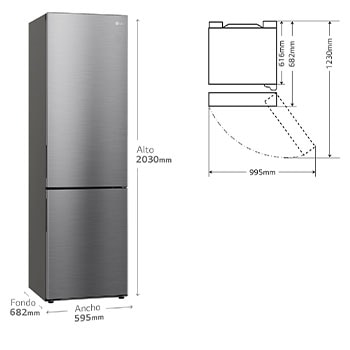 LG Frigorífico Combi 2m, Clasificación B, capacidad de 419l, Inox grafito antihuellas, Serie P-600 , GBP62PZNBC