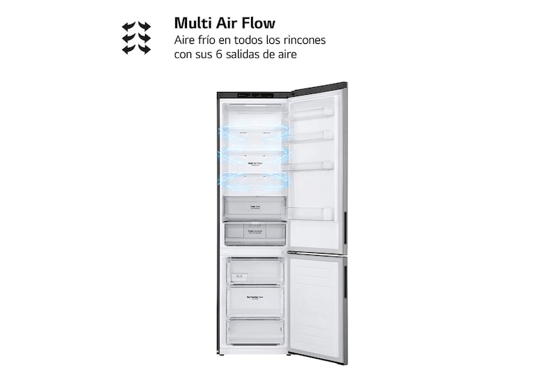 LG Frigorífico Combi 2m, Clasificación B, capacidad de 419l, Inox grafito antihuellas, Serie P-600 , GBP62PZNBC