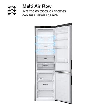 LG Frigorífico Combi 2m, Clasificación B, capacidad de 419l, Inox grafito antihuellas, Serie P-600 , GBP62PZNBC