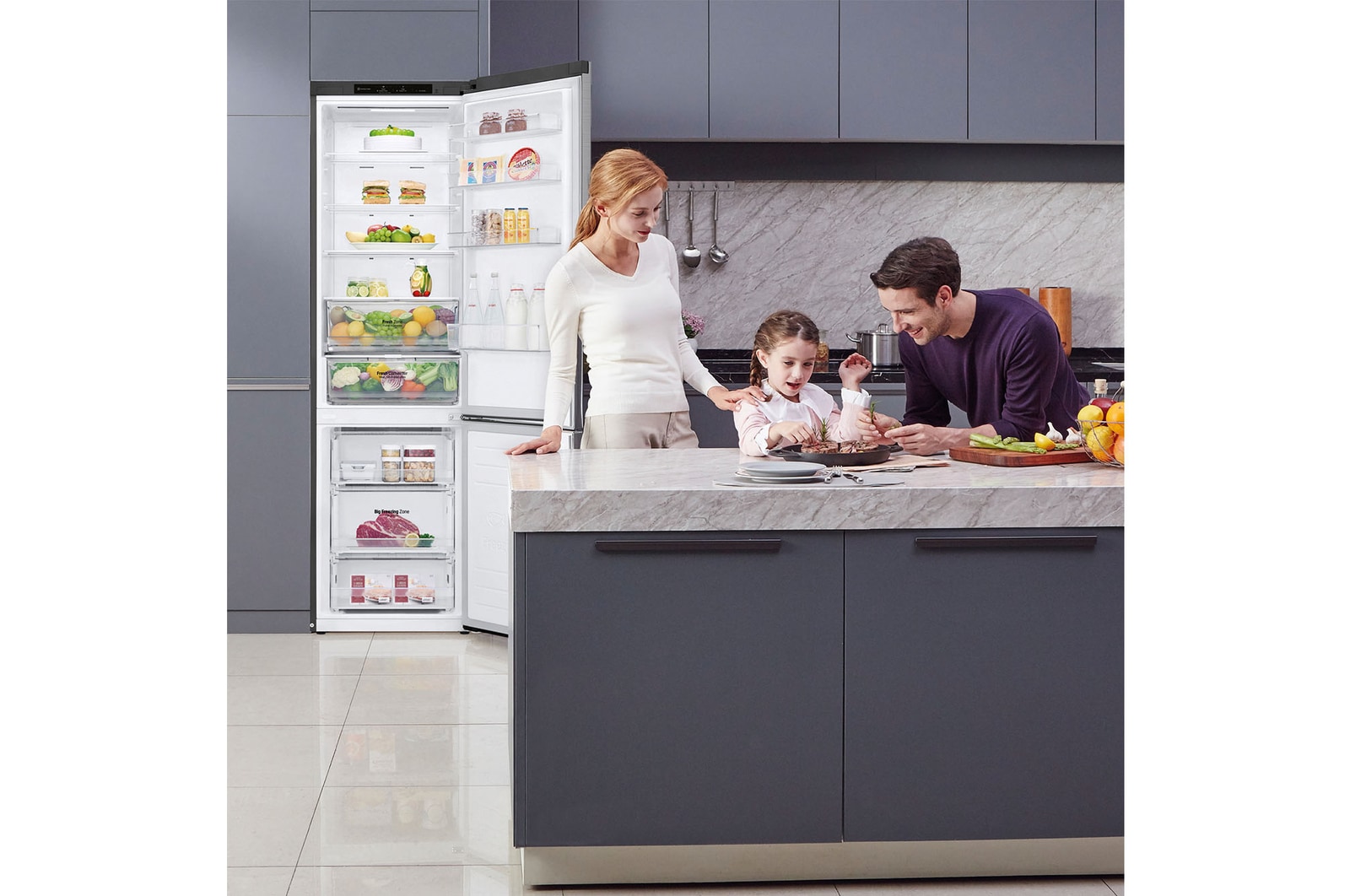 LG Frigorífico Combi 2m, Clasificación B, capacidad de 419l, Inox grafito antihuellas, Serie P-600 , GBP62PZNBC