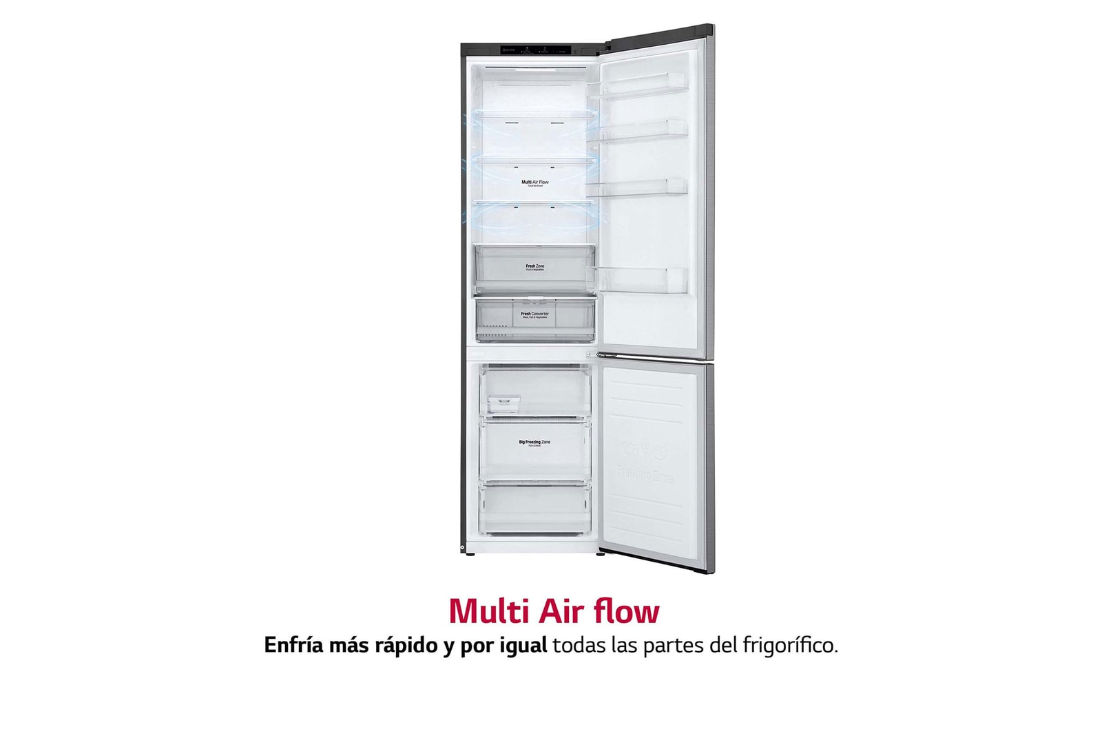 LG Frigorífico Combi 2.03m, Clasificación C, capacidad de 419l, Inox antihuellas, serie P-600, GBP62PZNCN1
