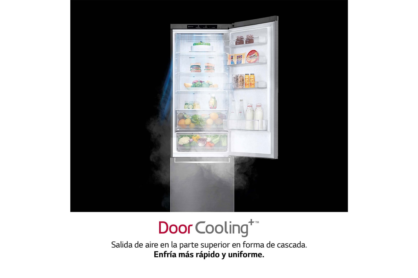 LG Frigorífico Combi 2.03m, Clasificación C, capacidad de 419l, Inox antihuellas, serie P-600, GBP62PZNCN1