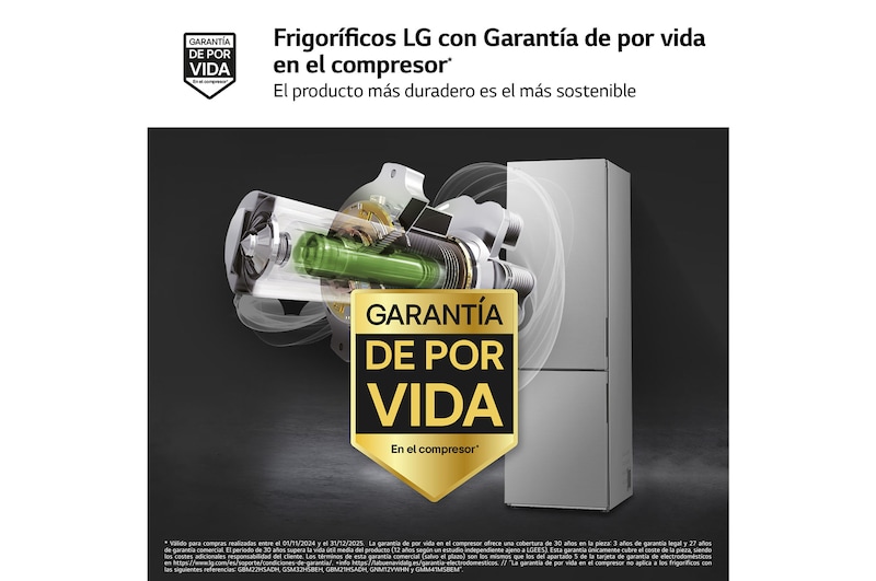 LG Frigorífico Combi Door Cooling+,  2,03m, Clasificación C, capacidad de 419l, Inox antihuellas. Serie 200, GBV22NCCPY