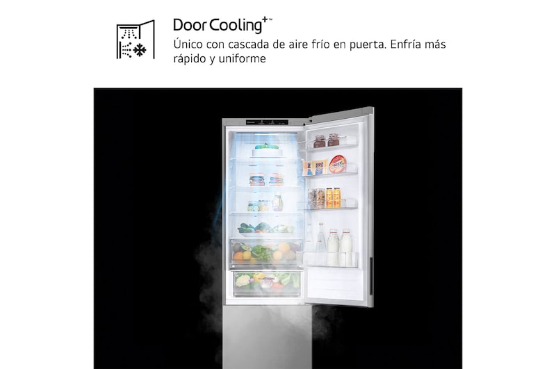 LG Frigorífico Combi Door Cooling+,  2,03m, Clasificación C, capacidad de 419l, Inox antihuellas. Serie 200, GBV22NCCPY