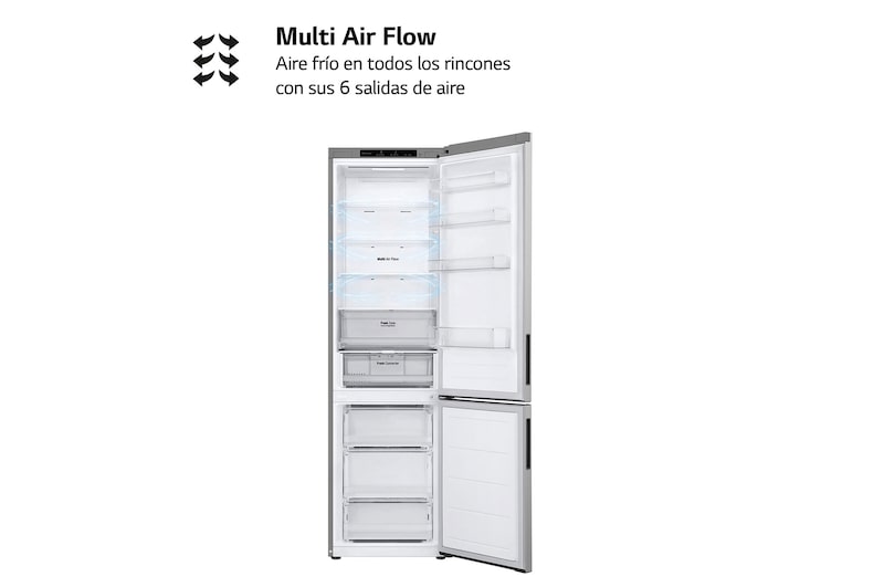LG Frigorífico Combi Door Cooling+,  2,03m, Clasificación C, capacidad de 419l, Inox antihuellas. Serie 200, GBV22NCCPY