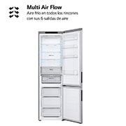 LG Frigorífico Combi Door Cooling+,  2,03m, Clasificación C, capacidad de 419l, Inox antihuellas. Serie 200, GBV22NCCPY