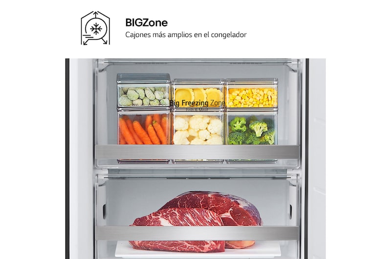 LG Frigorífico Combi Door Cooling+,  2,03m, Clasificación C, capacidad de 419l, Inox antihuellas. Serie 200, GBV22NCCPY