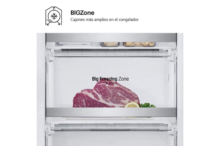 interior shot featuring LG bottom freezer