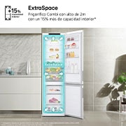 interior shot featuring LG bottom freezer