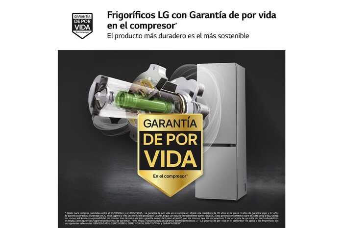 LG Frigorífico Combi Door Cooling+, 2m, Clasificación C, inox antihuellas, GBV3200CPY