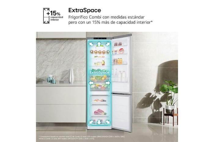 LG Frigorífico Combi Door Cooling+, 2m, Clasificación C, inox antihuellas, GBV3200CPY