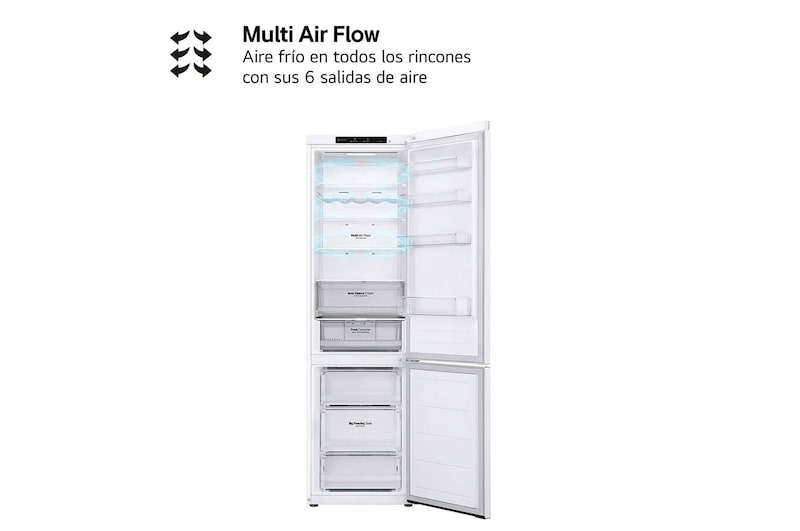 LG Frigorífico Combi Door Cooling+, 2,03m, Clasificación C, capacidad de 419l, blanco. Serie 300, GBV3200CSW