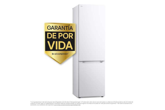 LG Frigorífico Combi Door Cooling+, 2,03m, Clasificación D, capacidad de 419l, blanco. Serie 300, GBV3200DSW