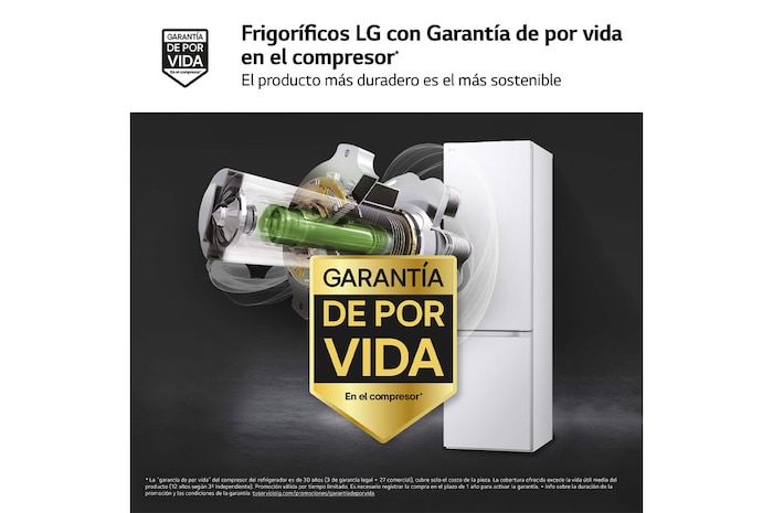 LG Frigorífico Combi Door Cooling+, 2,03m, Clasificación D, capacidad de 419l, blanco. Serie 300, GBV3200DSW