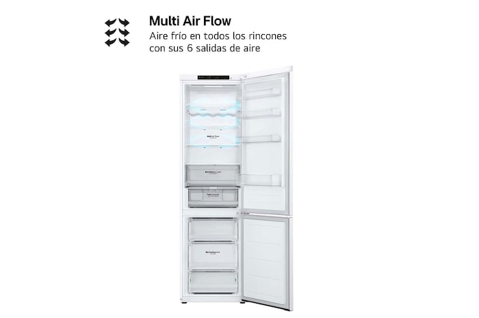 LG Frigorífico Combi Door Cooling+, 2,03m, Clasificación D, capacidad de 419l, blanco. Serie 300, GBV3200DSW