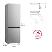 LG Frigorífico Combi Door Cooling+, 1,86m, Clasificación C, capacidad de 374l, inox antihuellas. Serie 500, GBV5140CPY