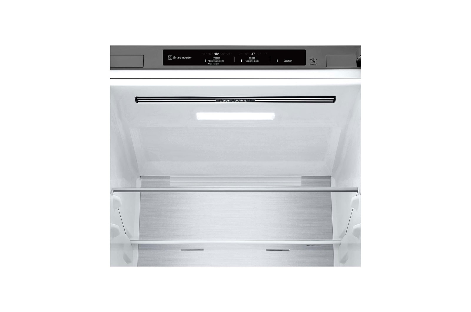 LG SERIE 500  Door Cooling+, 1,86  m, Clasificación D, capacidad de 374 l,  Inox antihuellas, GBV5140DPY vista frontal ladeada, GBV5140DPY