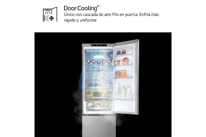 LG Frigorífico Combi Door Cooling+, 2030cm, Clasificación D, capacidad de 419l, Inox antihuellas, serie 500, GBV5240DPY
