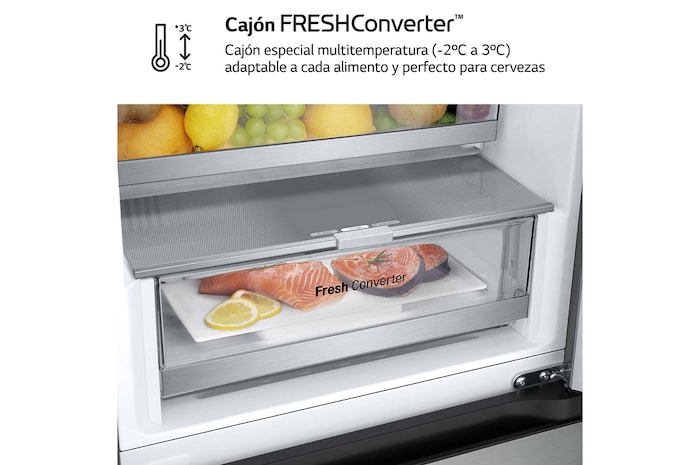 LG Frigorífico Combi Door Cooling+, 2030cm, Clasificación D, capacidad de 419l, Inox antihuellas, serie 500, GBV5240DPY