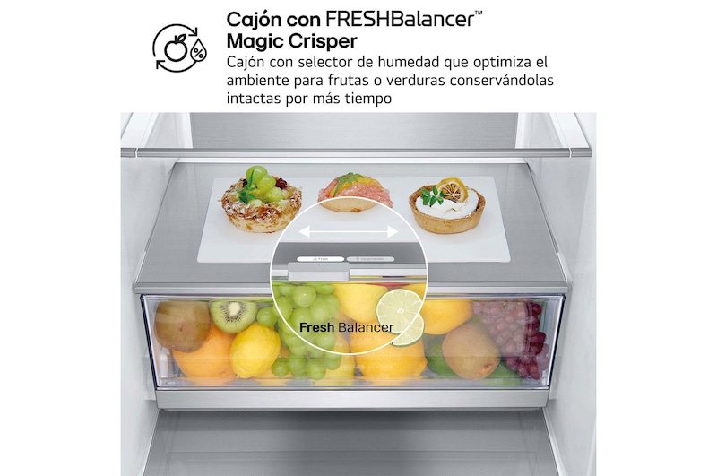 LG Frigorífico Combi Door Cooling+, 1,86m, Clasificación D, capacidad de 374l, inox antihuellas. Serie 700, GBV7180DPY