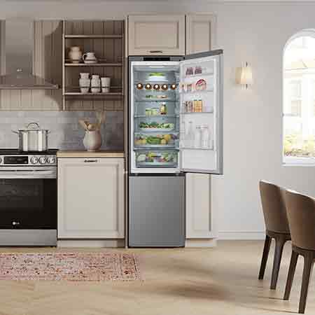 LG Frigorífico Combi Door Cooling+, 2,03m, Clasificación B, capacidad de 419l, Inox antihuellas. Serie 700, GBV7280BPY.OBSEXC