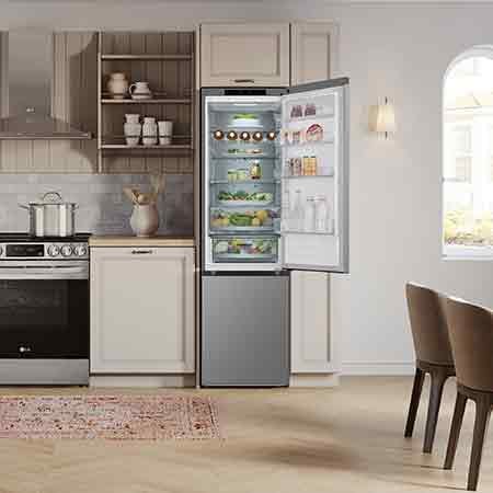 LG Frigorífico Combi Door Cooling+, 2,03m, Clasificación B, capacidad de 419l, Inox antihuellas. Serie 700, GBV7280BPY.OBSEXC