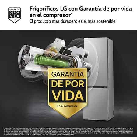 LG Frigorífico Combi Door Cooling+, 2,03m, Clasificación B, capacidad de 419l, Inox antihuellas. Serie 700, GBV7280BPY.OBSEXC
