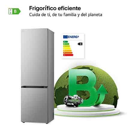 LG Frigorífico Combi Door Cooling+, 2,03m, Clasificación B, capacidad de 419l, Inox antihuellas. Serie 700, GBV7280BPY.OBSEXC