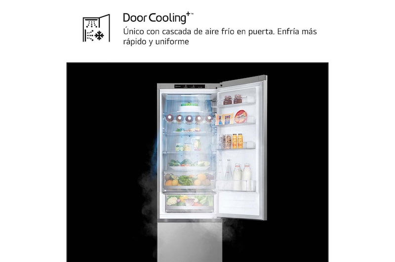 LG Frigorífico Combi Door Cooling+,  2,03m, Clasificación C, capacidad de 419l, inox antihuellas. Serie 700, GBV7280CPY, GBV7280CPY