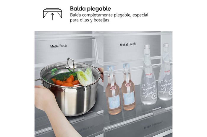 LG Frigorífico Combi Door Cooling+, 2,03m, Clasificación C, capacidad de 419l, inox antihuellas. Serie 700, GBV7280CPY, GBV7280CPY